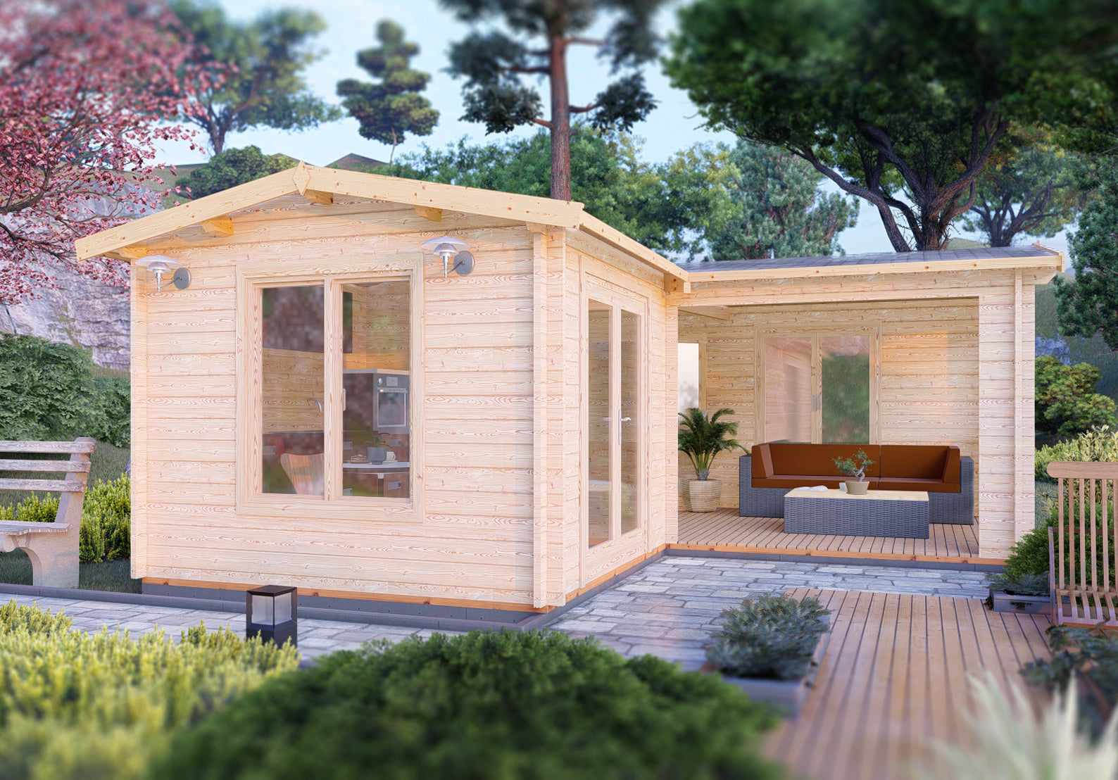 Shire Suzy 18x18 multiroom Log Cabin 44mm logs - Best Shed