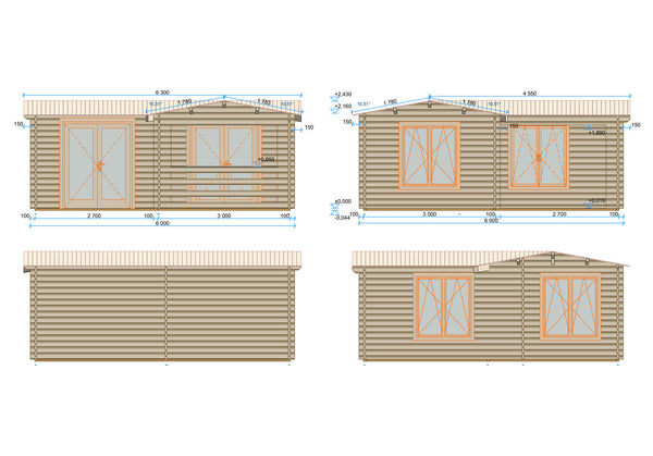Shire Suzy 18x18 multiroom Log Cabin 44mm logs - Best Shed