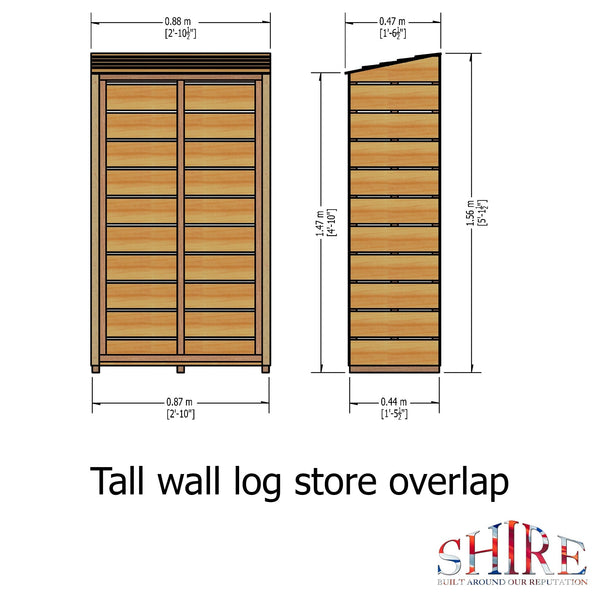 Shire Tall Wall Log Store Sawn Pressure Treated 880Wx440D - Best Shed