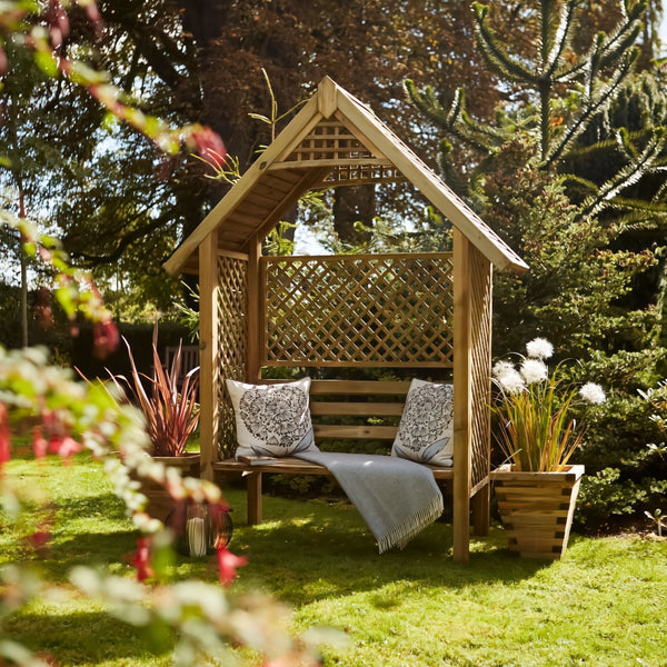 Valencia Arbour Garden seat with decorative Trellis - Best Shed