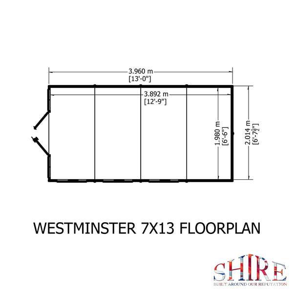 Shire Westminster 13x7 12mm interlock Clad wooden Summerhouse