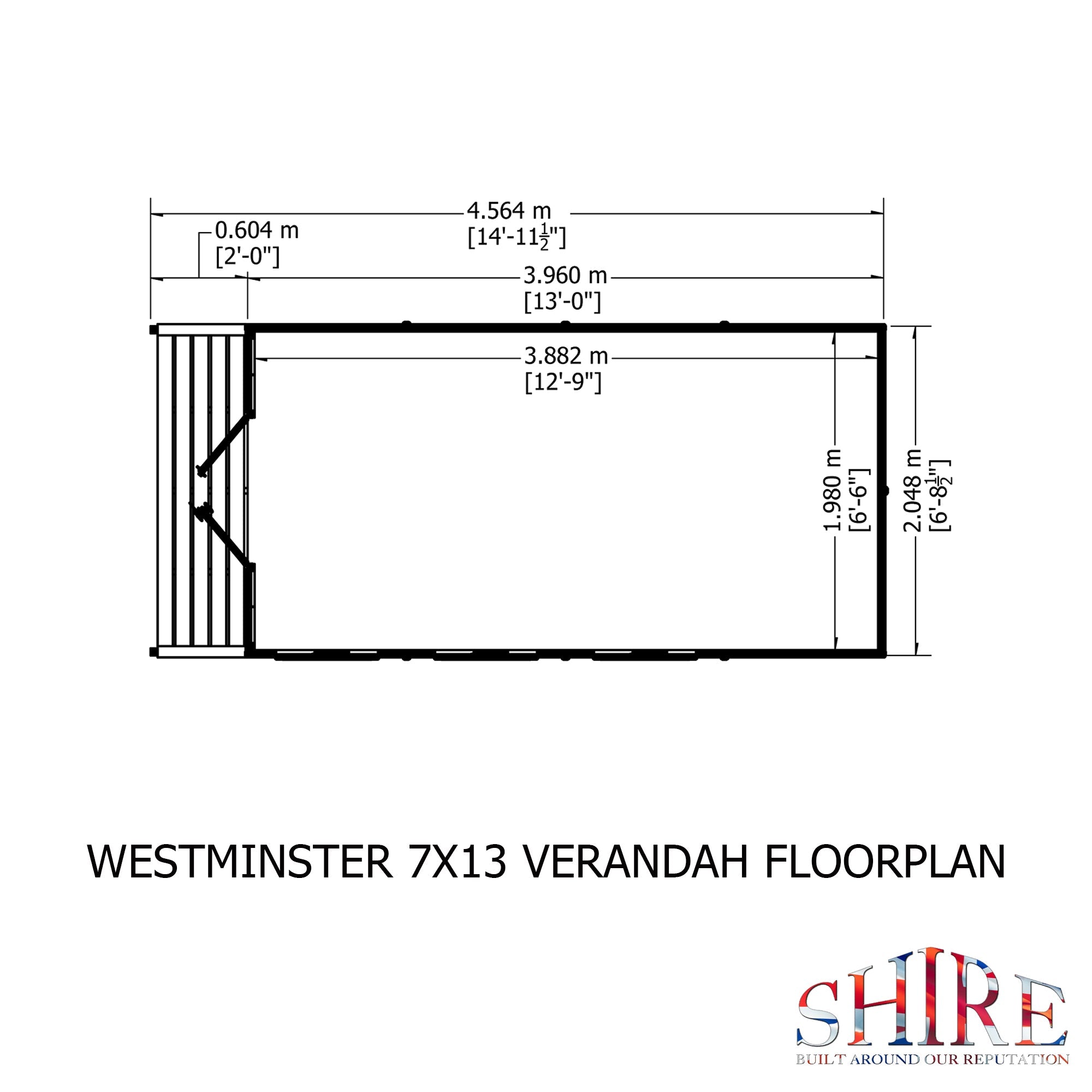 Shire Westminster & Verandah 13x7 12mm interlock Clad wooden Summerhouse - Best Shed