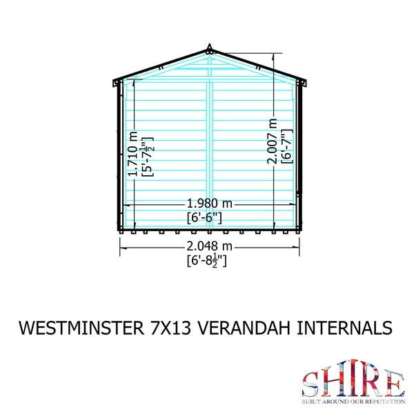 Shire Westminster & Verandah 13x7 12mm interlock Clad wooden Summerhouse - Best Shed