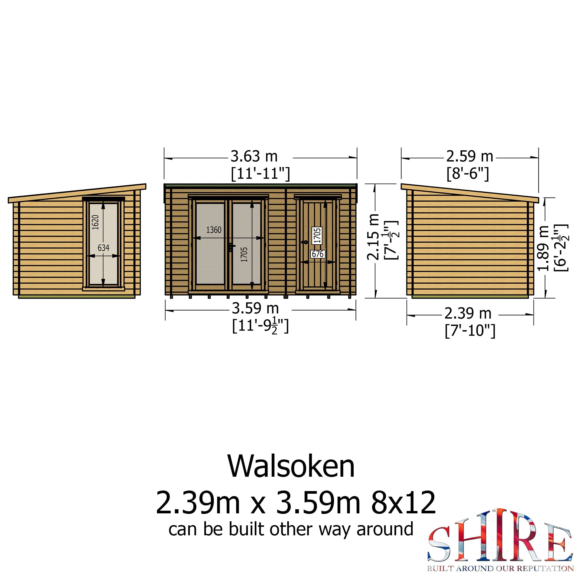 Shire Walsoken 8x12 Log Cabin 19mm interlock  Cladding - Best Shed