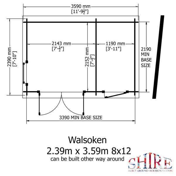 Shire Walsoken 8x12 Log Cabin 19mm interlock  Cladding - Best Shed
