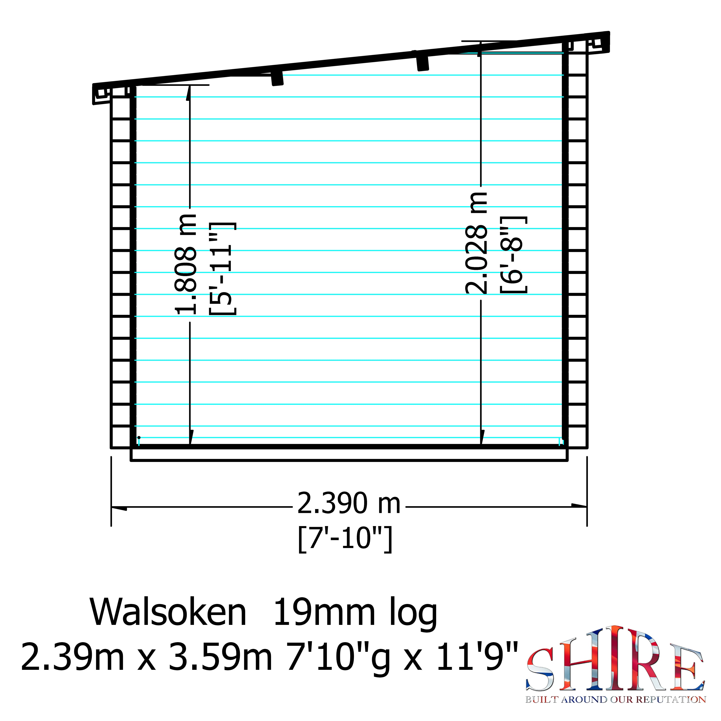 Shire Walsoken 8x12 Log Cabin 19mm interlock  Cladding - Best Shed