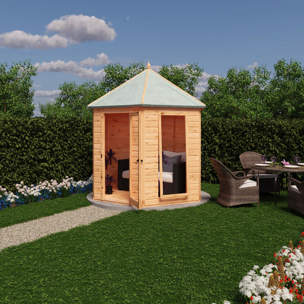 Shire Welburn Hexagonal Gazebo Summerhouse 8x7  12mm Cladding