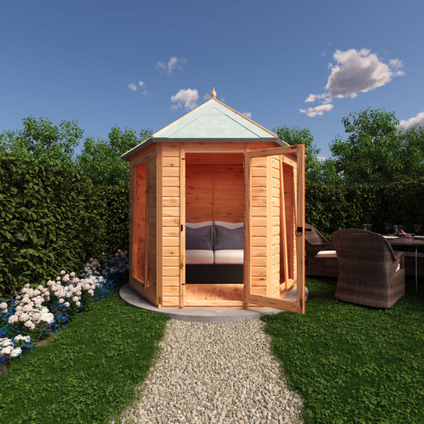 Shire Welburn Hexagonal Gazebo Summerhouse 8x7  12mm Cladding