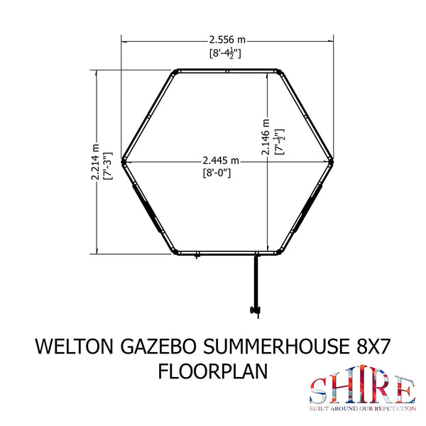 Shire Welton Hexagonal Gazebo Summerhouse 8x7  12mm Cladding