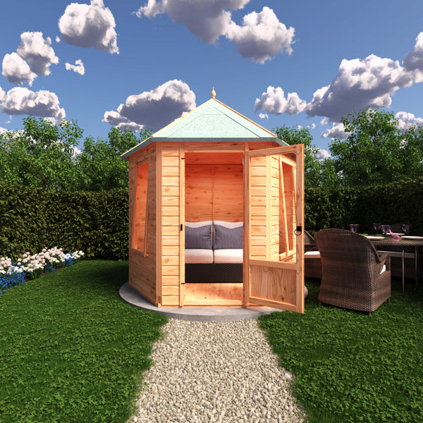 Shire Welton Hexagonal Gazebo Summerhouse 8x7  12mm Cladding