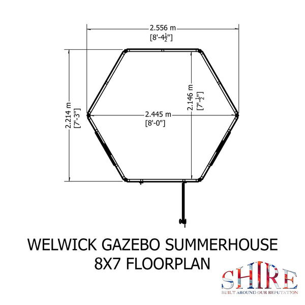 Shire Welwick Hexagonal Gazebo Summerhouse 8x7  12mm Cladding