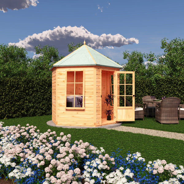 Shire Welwick Hexagonal Gazebo Summerhouse 8x7  12mm Cladding