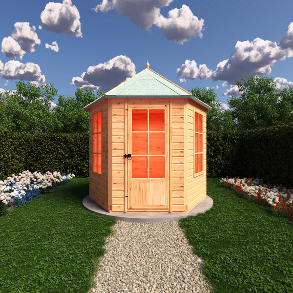 Shire Welwick Hexagonal Gazebo Summerhouse 8x7  12mm Cladding