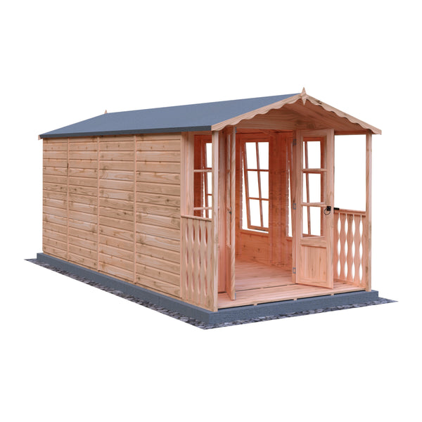 Shire Westminster & Verandah 13x7 12mm interlock Clad wooden Summerhouse - Best Shed