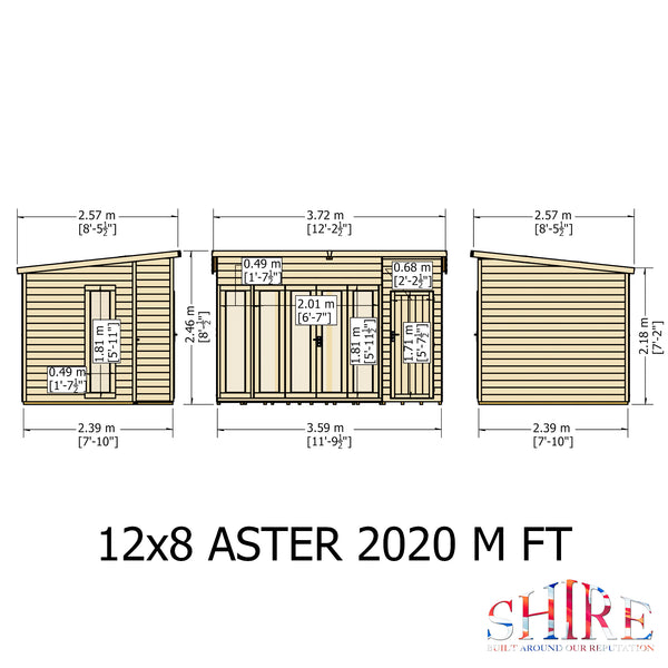 Aster 12x8 Right Hand Storage and Summerhouse 12mm Shiplap