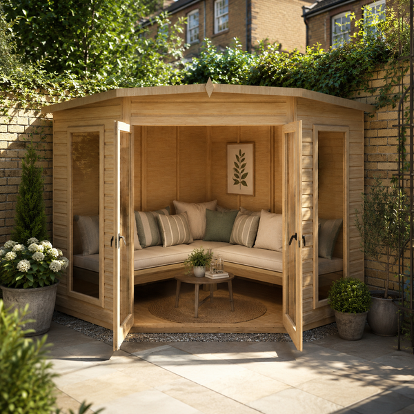 Shire Barclay 8x8 Corner Summerhouse 12mm Interlock Cladding