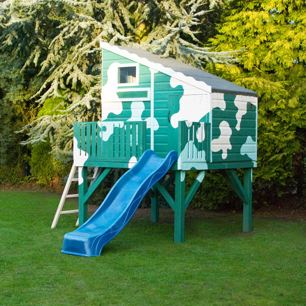 Shire Command post on platform with Slide 6x4 Childrens Playhouse with 12mm Shiplap interlocking cladding