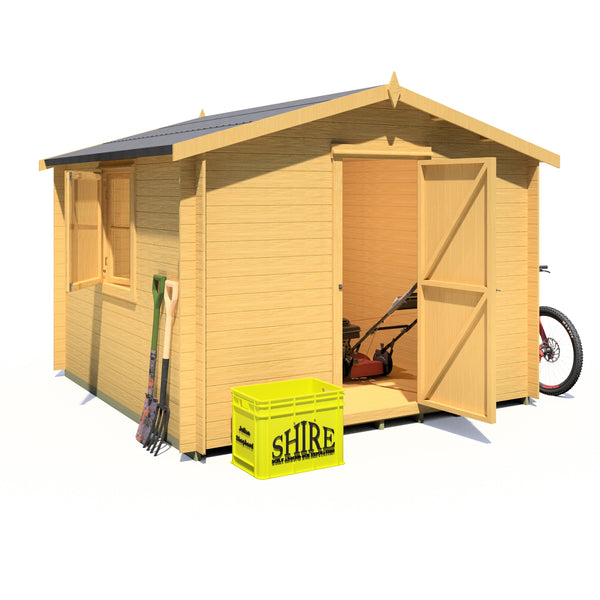 Shire Camelot 10x10 Log Cabin 19mm interlock Cladding - Best Shed
