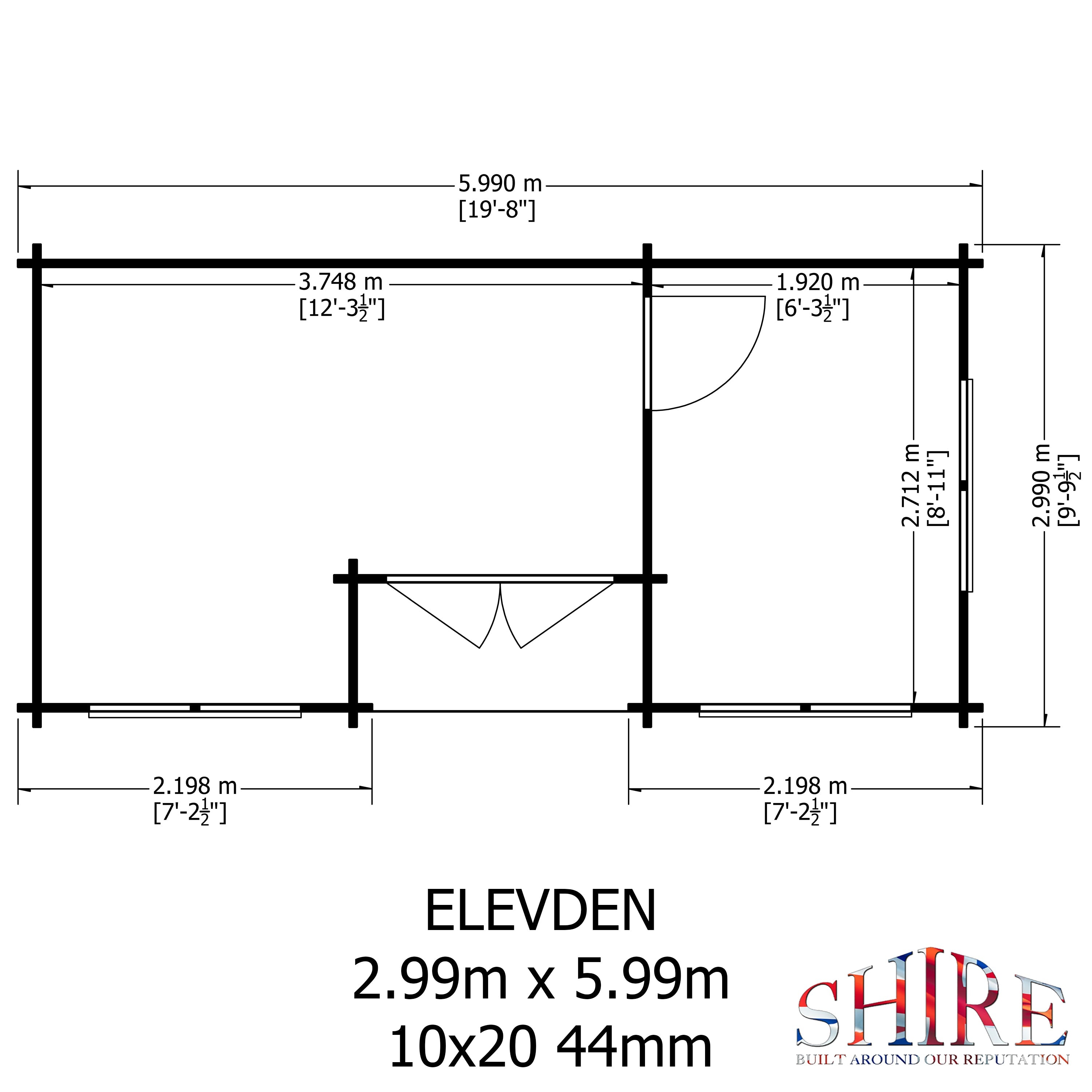 Shire Elveden 10x20 mulitroom log cabin 44mm Cladding - Best Shed