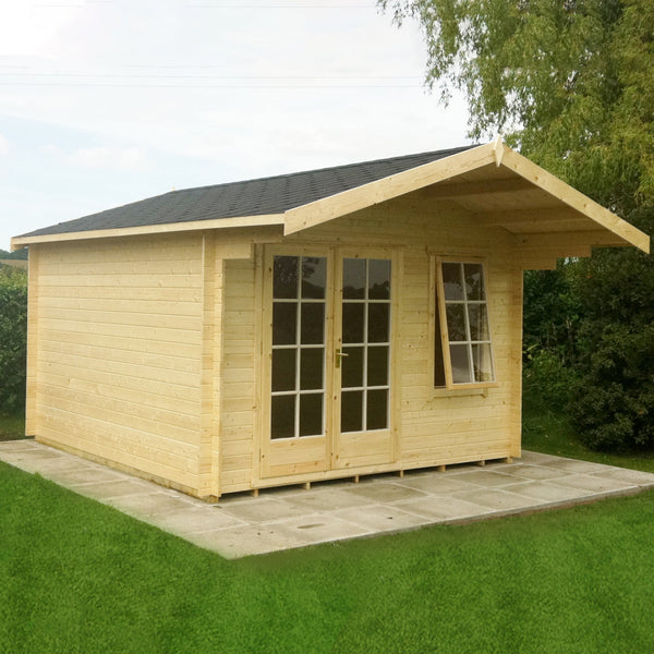 Shire Glenmore 12Gx10 Log Cabin 28mm interlock cladding - Best Shed