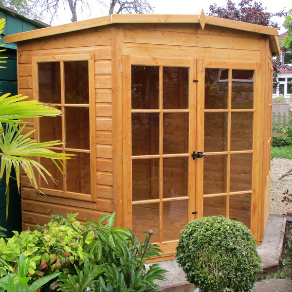 Shire Hampton 8x8 Corner Summerhouse 12mm Interlock Cladding - Best Shed