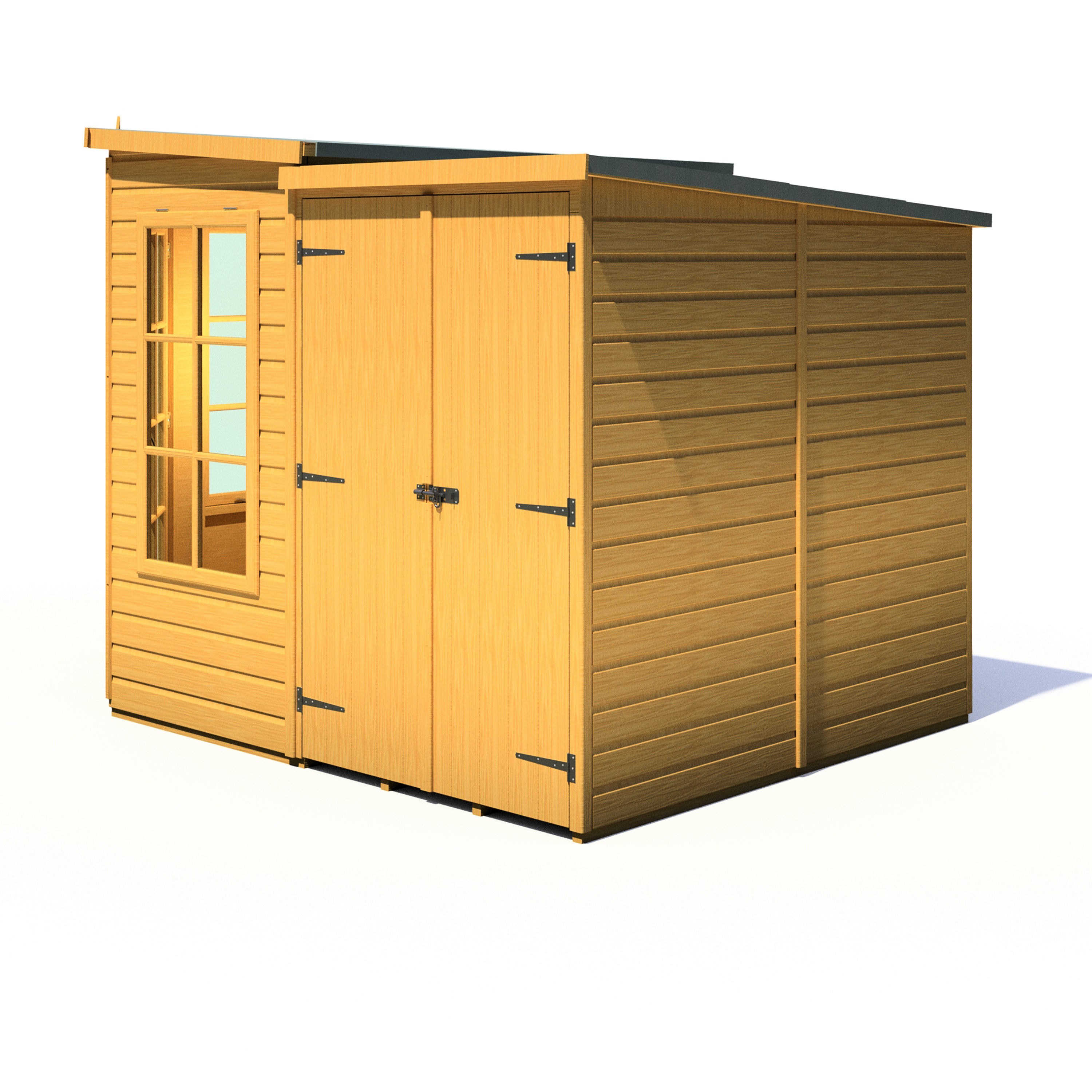 Shire Hampton with Side Shed 7x11 Corner Summerhouse 12mm Interlock Cladding - Best Shed