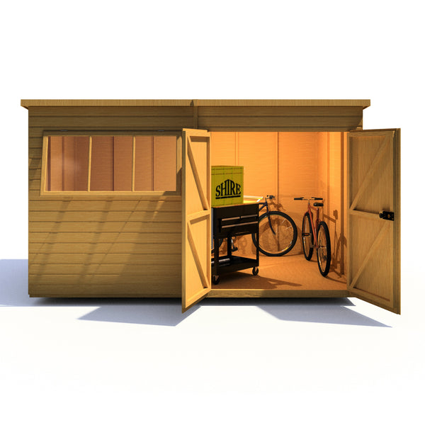Shire Ranger 12x8 Double Door Premium Pent interlock Shiplap Shed - Best Shed