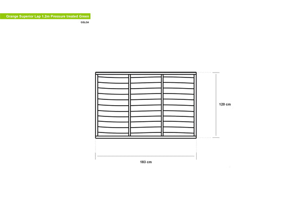 Superior Lap Fence Panel by Grange 1.2m Pressure Treated Green