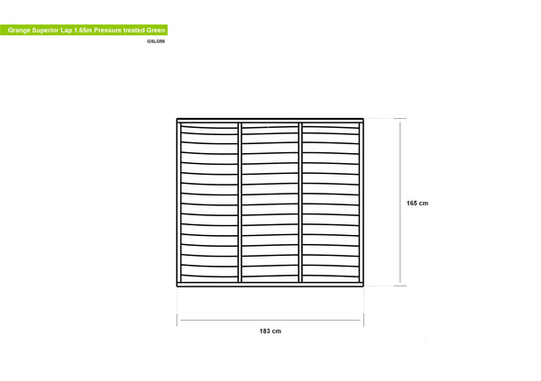 Superior Lap Fence Panel by Grange 1.65m Pressure Treated Green