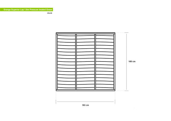 Superior Lap Fence Panel by Grange 1.8m Pressure Treated Green