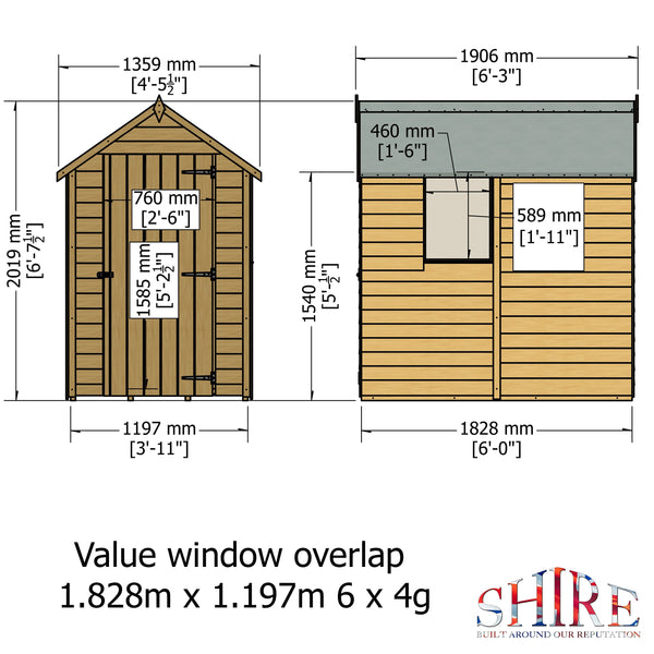 Shire Overlap 6x4 Economy with Window Storage Shed - Best Shed